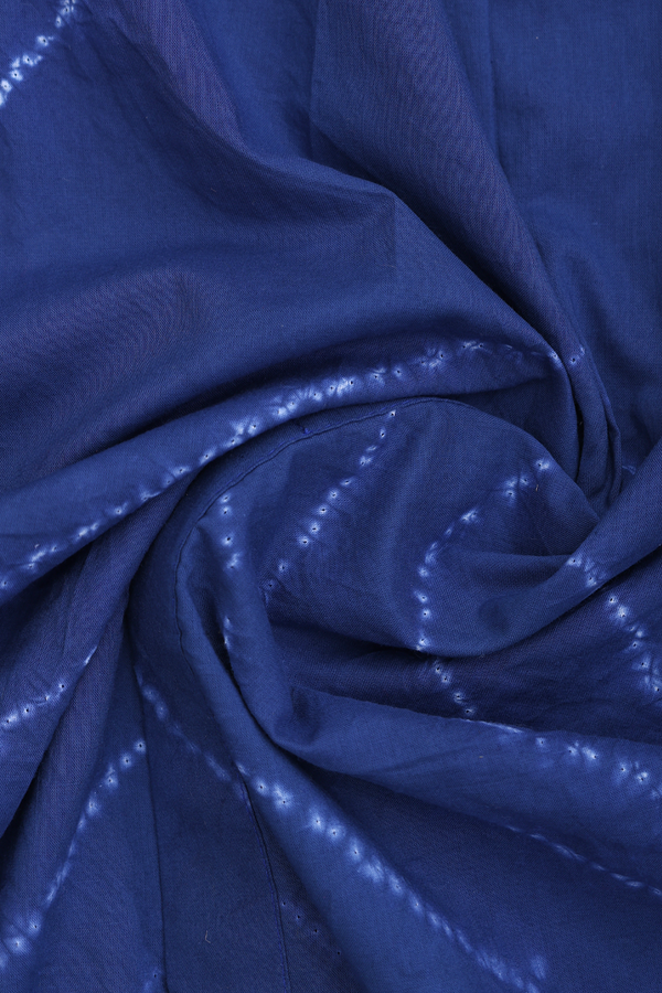 Regular Neck Shibori Design Blue Cotton Long Kurta