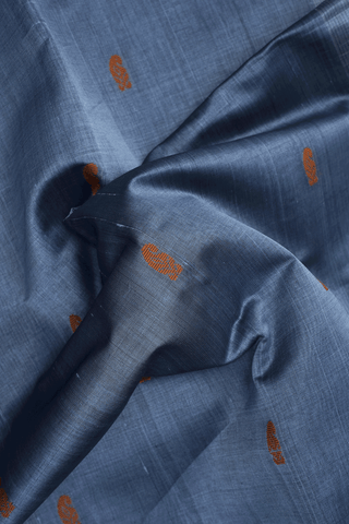 Paisley Buttas Stone Blue Traditional Silk Cotton Saree