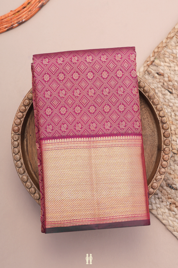 Kanchipuram Silk Saree In Berry Purple With Brocade Design