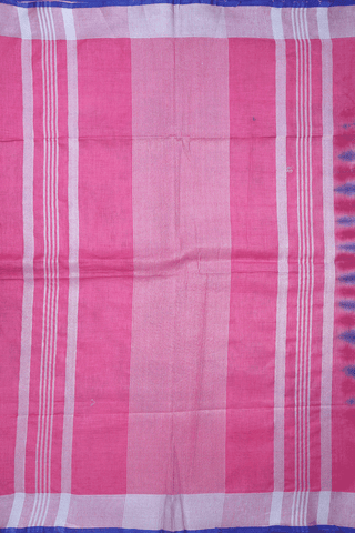 Allover Design Blue And Pink Semi Linen Saree