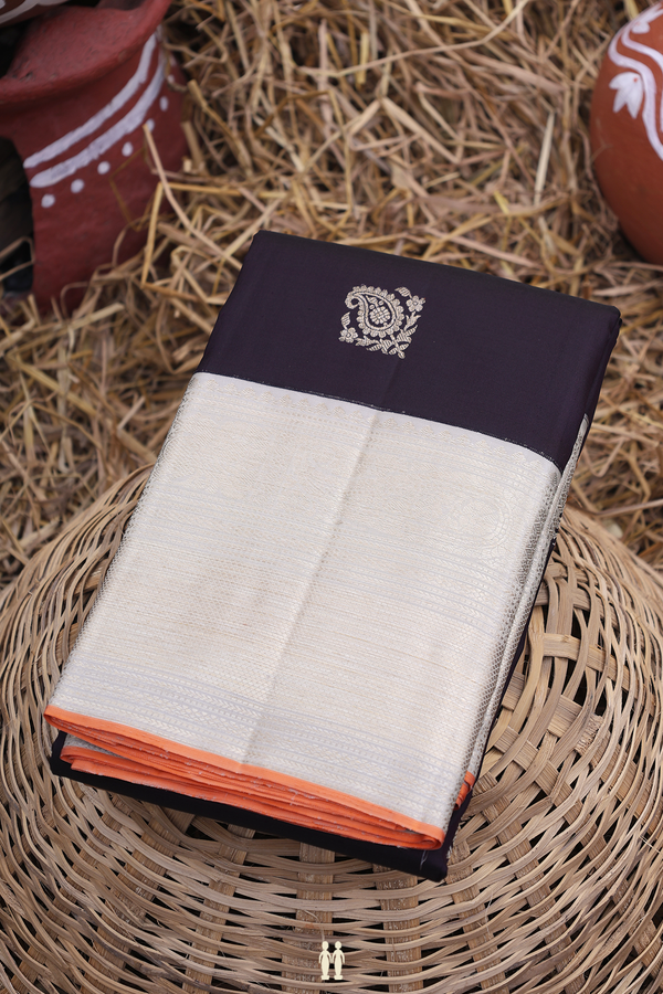 Kanchipuram Silk Saree In Black With Paisley Buttas
