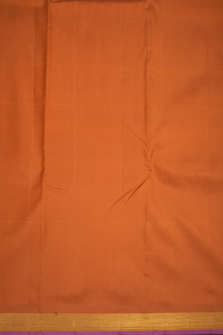 Twill Weave Zari Border Ochre Orange Kanchipuram Silk Saree