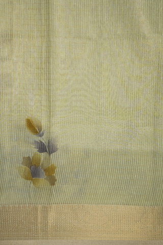 Floral Digital Printed Pastel Green Semi Tissue Saree