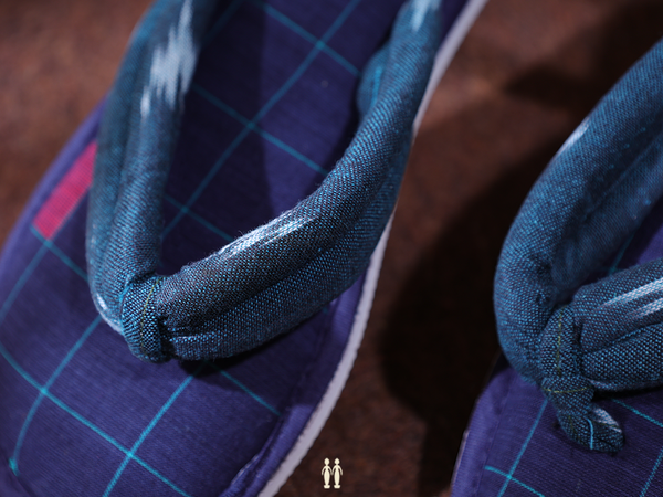 Checks Design Navy Blue Cotton Slippers