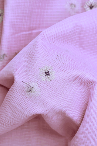 Floral Zari Buttas Pastel Pink Pure Kota Silk Saree