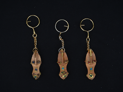 Set OF 3 Handicraft Wooden Fancy Slipper Shape Keychain