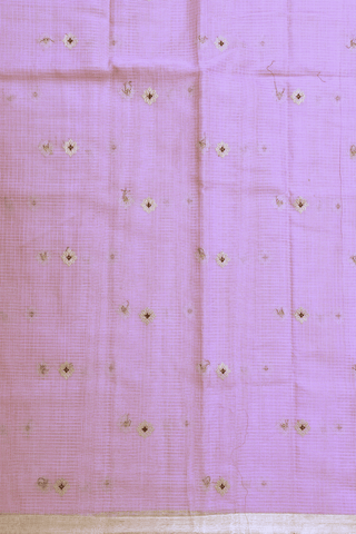 Floral Zari Buttas Pastel Pink Pure Kota Silk Saree