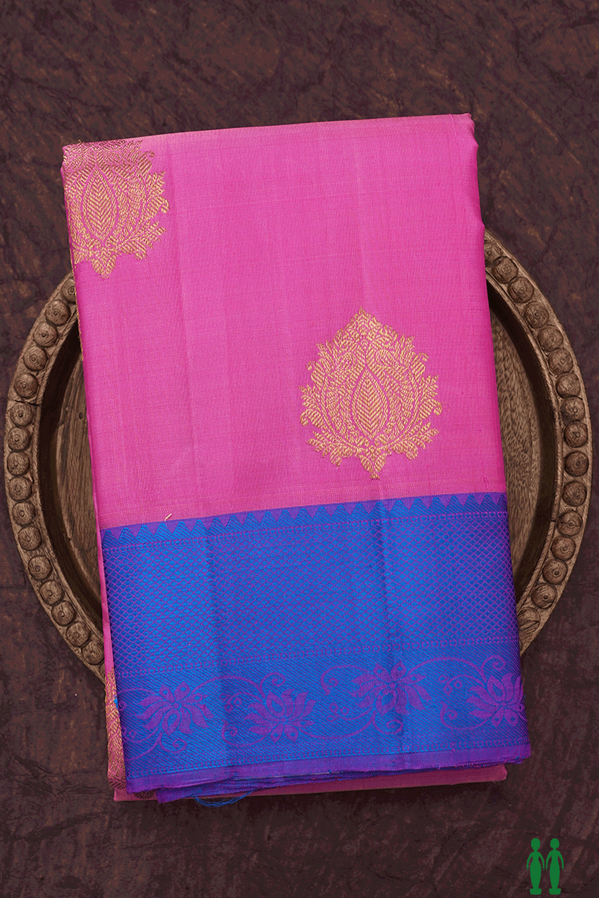 Floral Zari Motifs Lotus Pink Kanchipuram Silk Saree