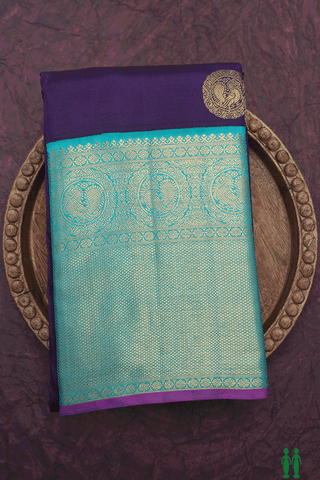Peacock Zari Buttas Regal Purple Kanchipuram Silk Saree