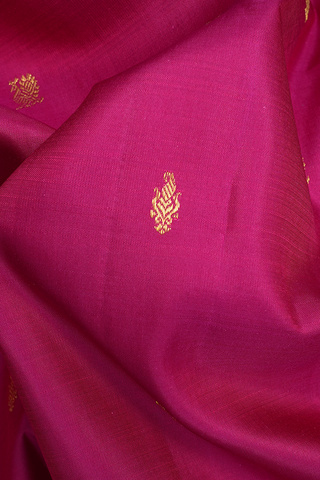 Peacock Floral Buttas Magenta Kanchipuram Silk Saree