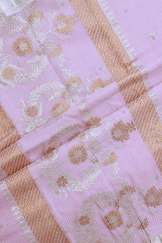 Floral Zari Buttas Pastel Pink Pure Kota Silk Saree