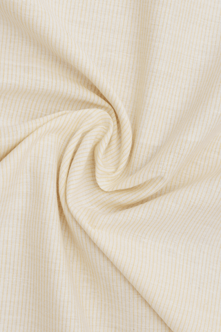 Chinese Collar Stripes Design Pastel Yellow Cotton Long Kurta