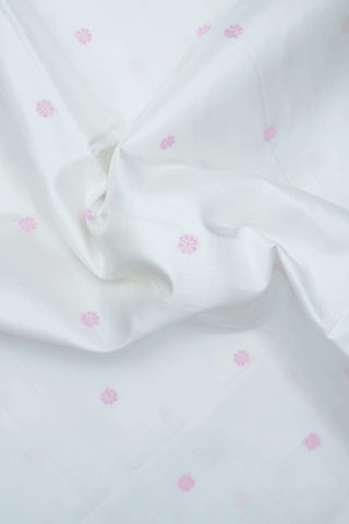 Floral Threadwork Buttas Off White Soft Silk Saree