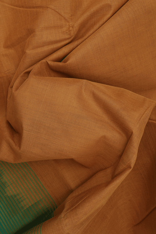 Contrast Border Plain Golden Brown Kanchi Cotton Saree