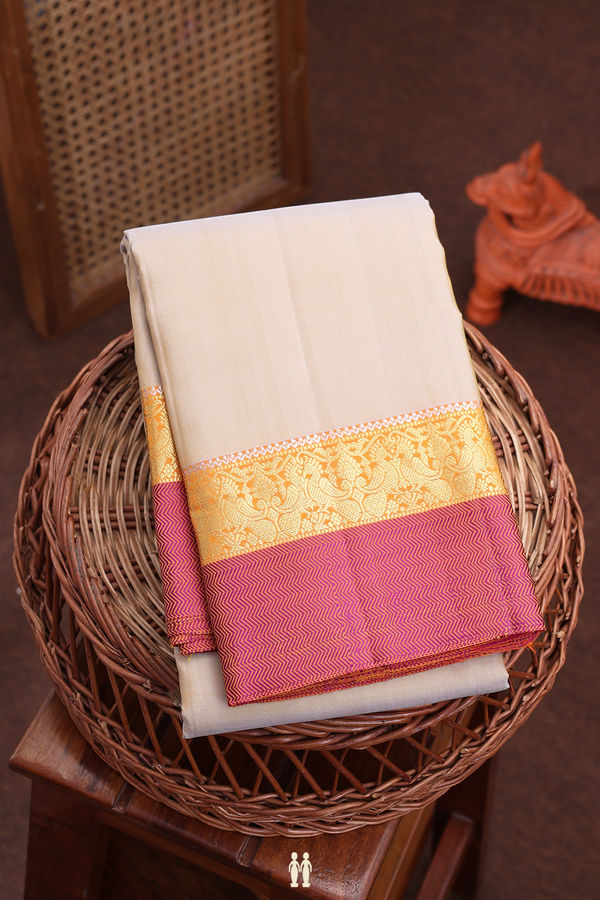 Kanchipuram Silk Saree In Dual Tone With Chevron Border