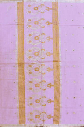 Floral Zari Buttas Pastel Pink Pure Kota Silk Saree