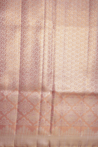 Geometric Design Peach Tissue Kanchipuram Silk Saree