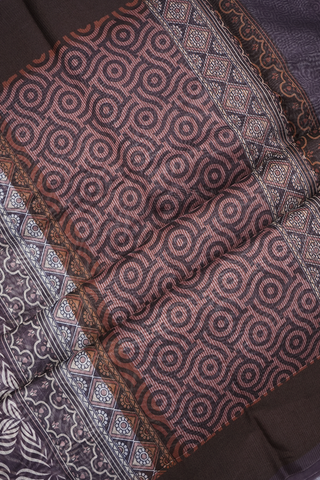 Allover Printed Design Greyish Purple Chanderi Cotton Saree