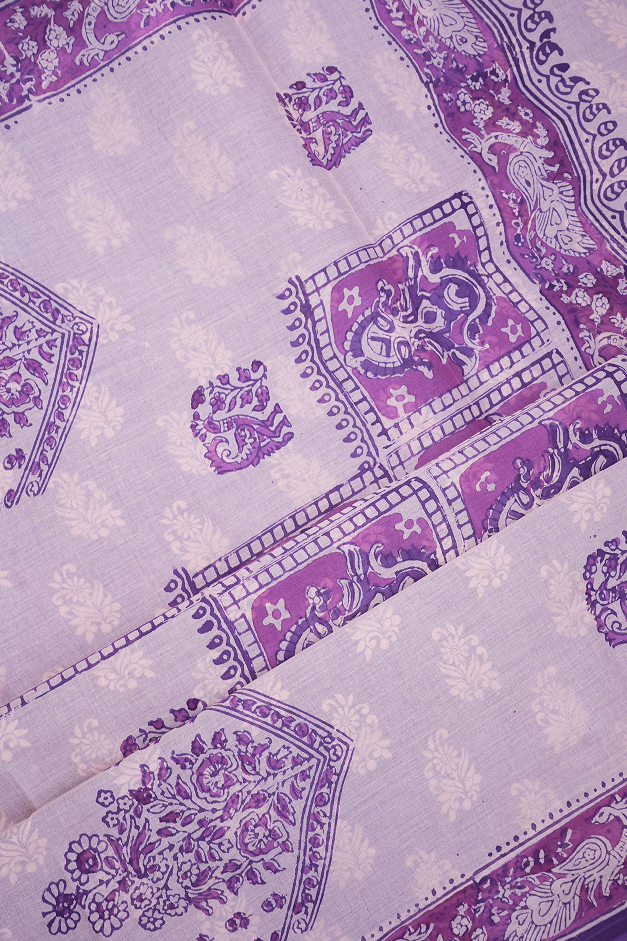 Allover Floral Motifs Purple Hyderabad Cotton Saree