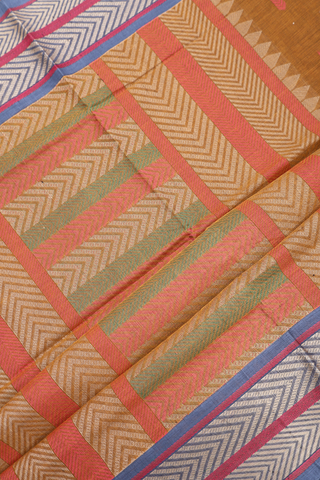 Arrow Threadwork Buttas Golden Brown Coimbatore Cotton Saree