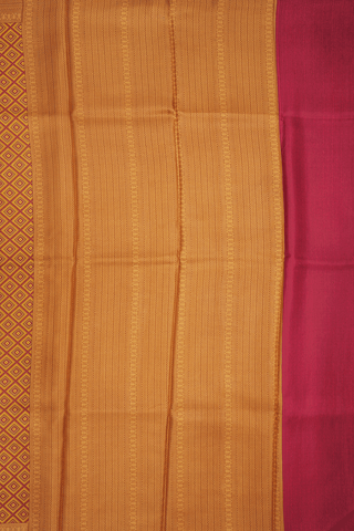 Allover Diamond Design Yellow And Red Printed Silk Saree