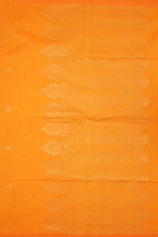 Floral Zari Motifs Royal Orange Kora Silk Cotton Saree