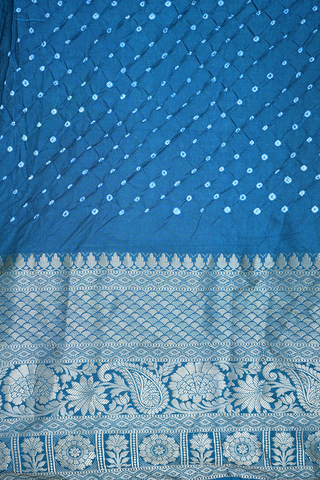 Dots Design Stone Blue Bandhani Silk Saree