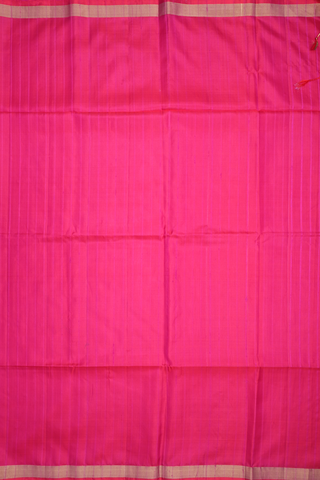 Small Bavanchi Border Plain Rani Pink Soft Silk Saree