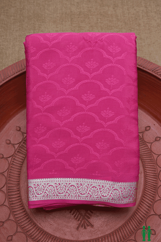 Self Floral Design Rani Pink Mysore Silk Saree
