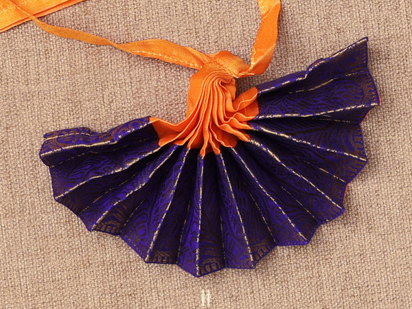 Contrast Border Orange Silk Cotton Amman Pavadai Set