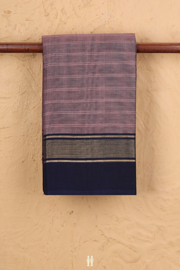 Kanchi Cotton Saree In Dusty Purple With Stripes Design