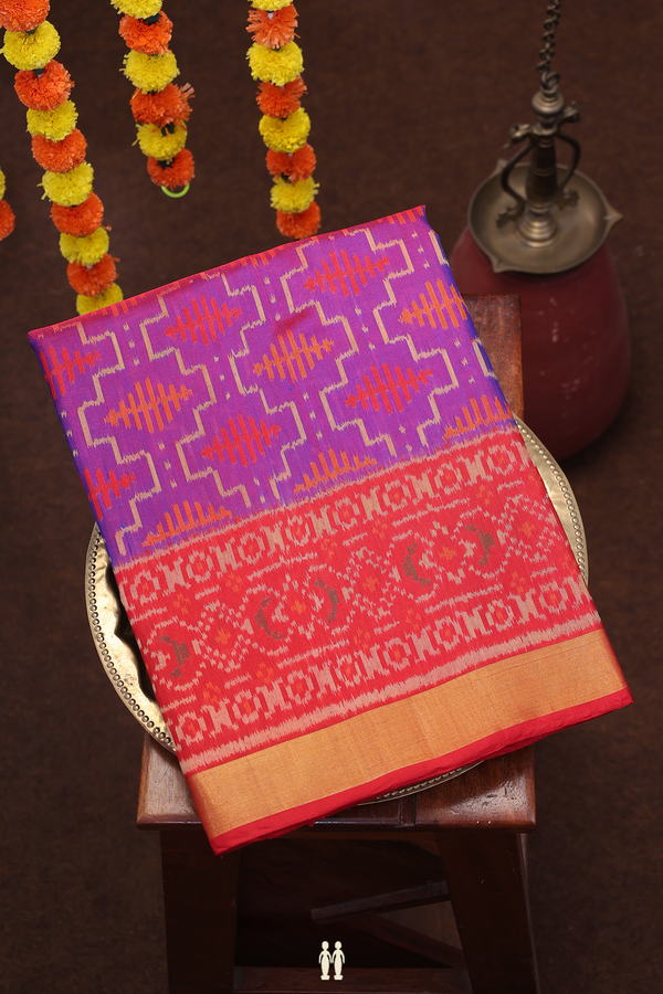 Patola Silk Saree In Purple With Allover Design