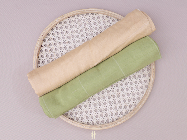 Green And Tan Brown Set Of 2 Linen Cotton Towel