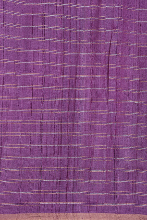 Tussar Silk Saree In Purple And Grey With Checks Design