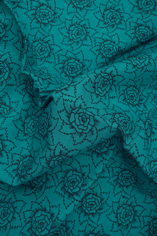 Allover Floral Design Turquoise Green Sungudi Cotton Saree