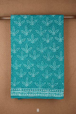 Allover Printed Design Dark Sea Green Jaipur Cotton Saree