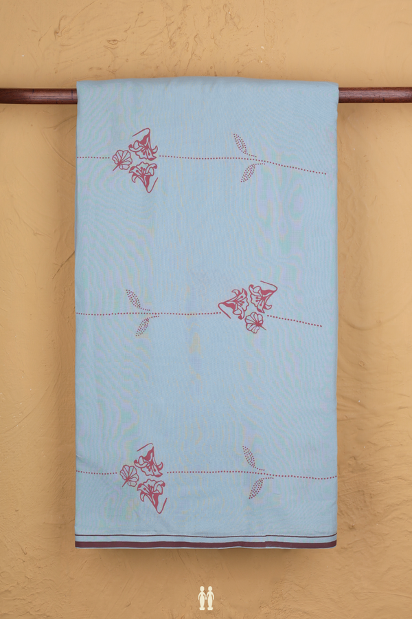 Soft Silk Saree In Blue With Printed Design