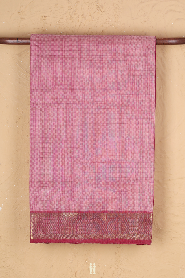 Silk Cotton Saree In Pink With Paai Madippu Kattam Design