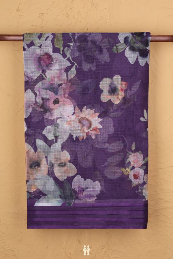 Kota Silk Saree In Purple With Floral Printed Design