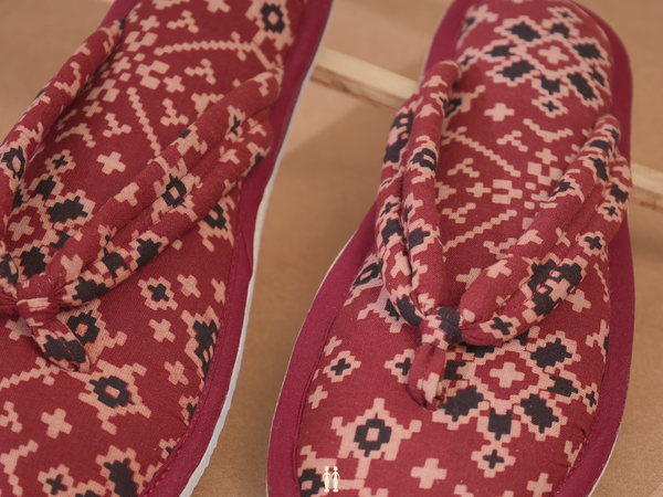Printed Design Red Cotton Slippers