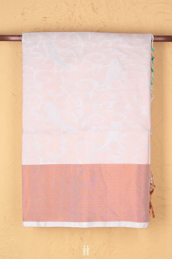Soft Silk Saree In White With Floral Design