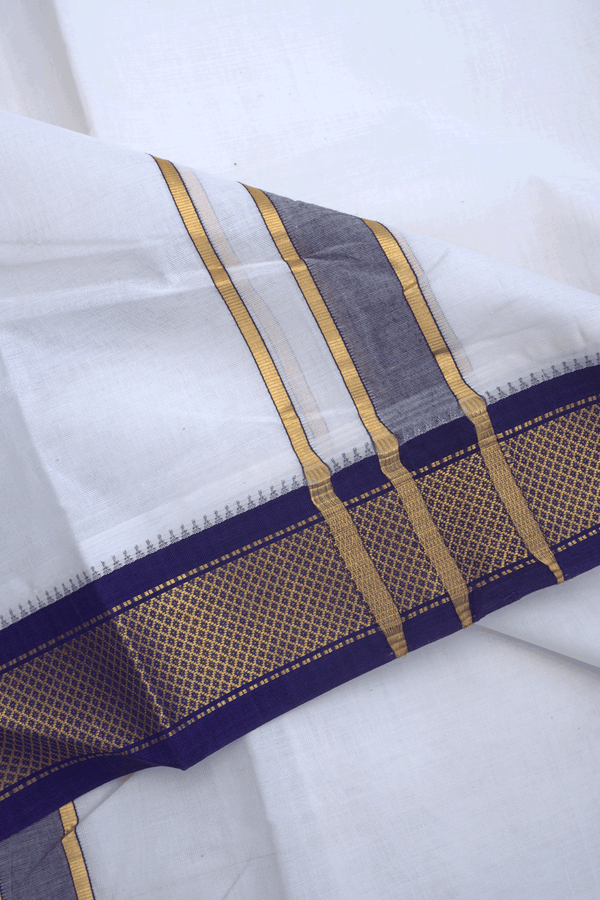 Ganga Jamuna Border White Silk Dhoti With Angavastram Set