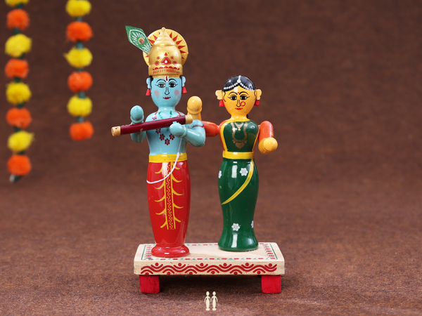 Wooden Handicraft Radha Krishna For Golu Set