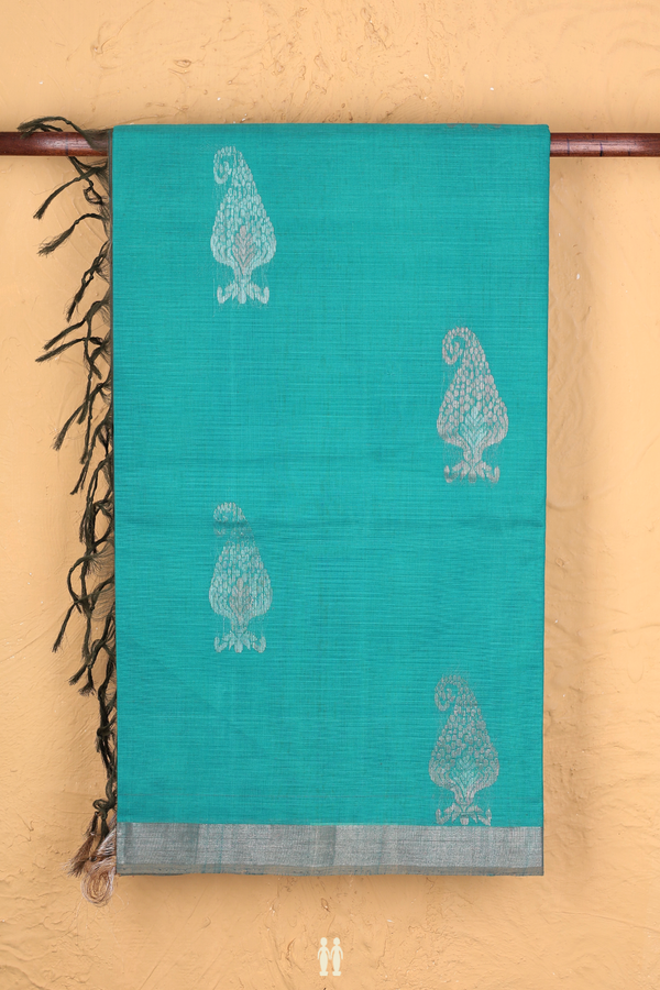 Coimbatore Cotton Saree In Blue With Zari Motifs