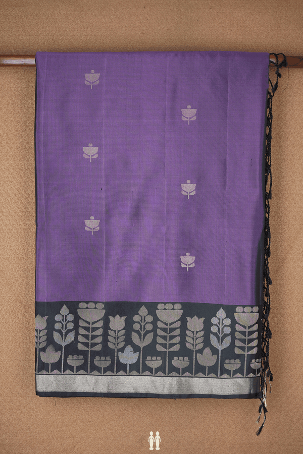 Floral Zari Motifs Royal Purple Soft Silk Saree