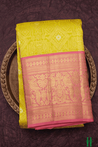 Brocade Design Dark Yellow Kanchipuram Silk Saree