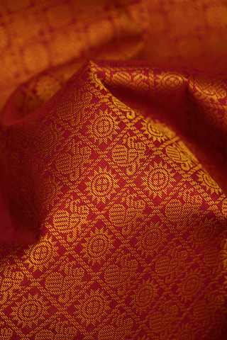 Jacquard Pattern Crimson Red Kanchipuram Silk Saree
