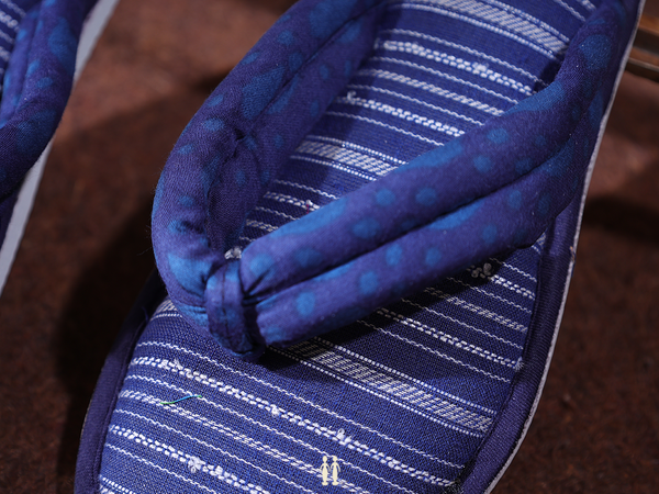 Stripes Design Royal Blue Cotton Slippers
