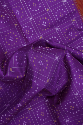 Allover Checks Design Purple Patola Silk Saree