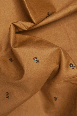 Floral Embroidery Buttas Yam Orange Semi Tussar Silk Saree